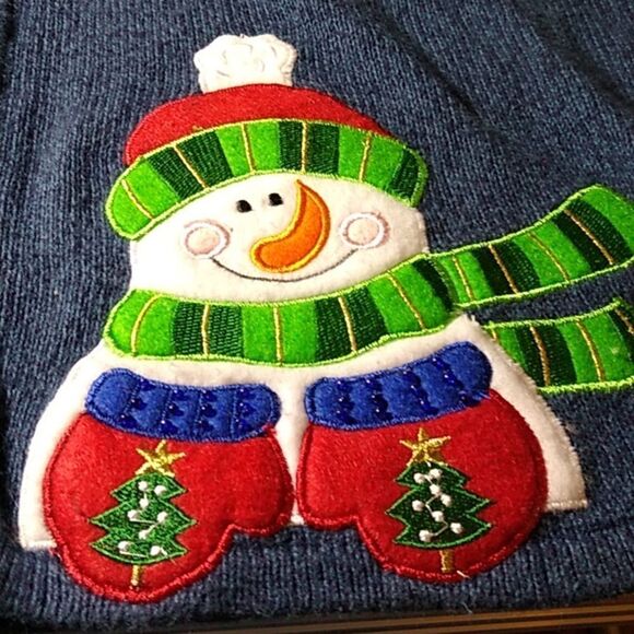 Tiara International Christmas Collection Women's Lg Beaded Snowmen Sweater - Picture 9 of 10